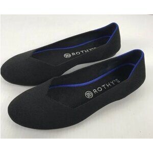 ROTHY'S The Flat Round Toe Knit Ballet Flats Shoes in Solid Black - Size US 10